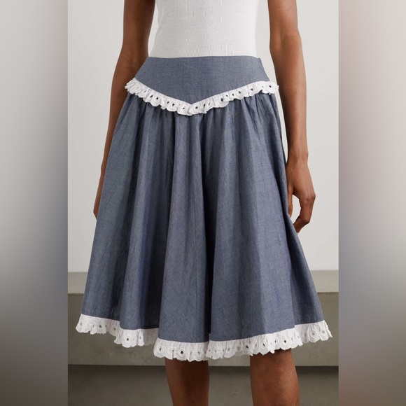 Batsheva Dresses & Skirts - NWOT Batsheva Shirley Broderie Anglaise Cotton Eyelet Lace Chambray Peplum Skirt